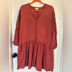 Umgee oversized tunic dress crochet sleeve size small
